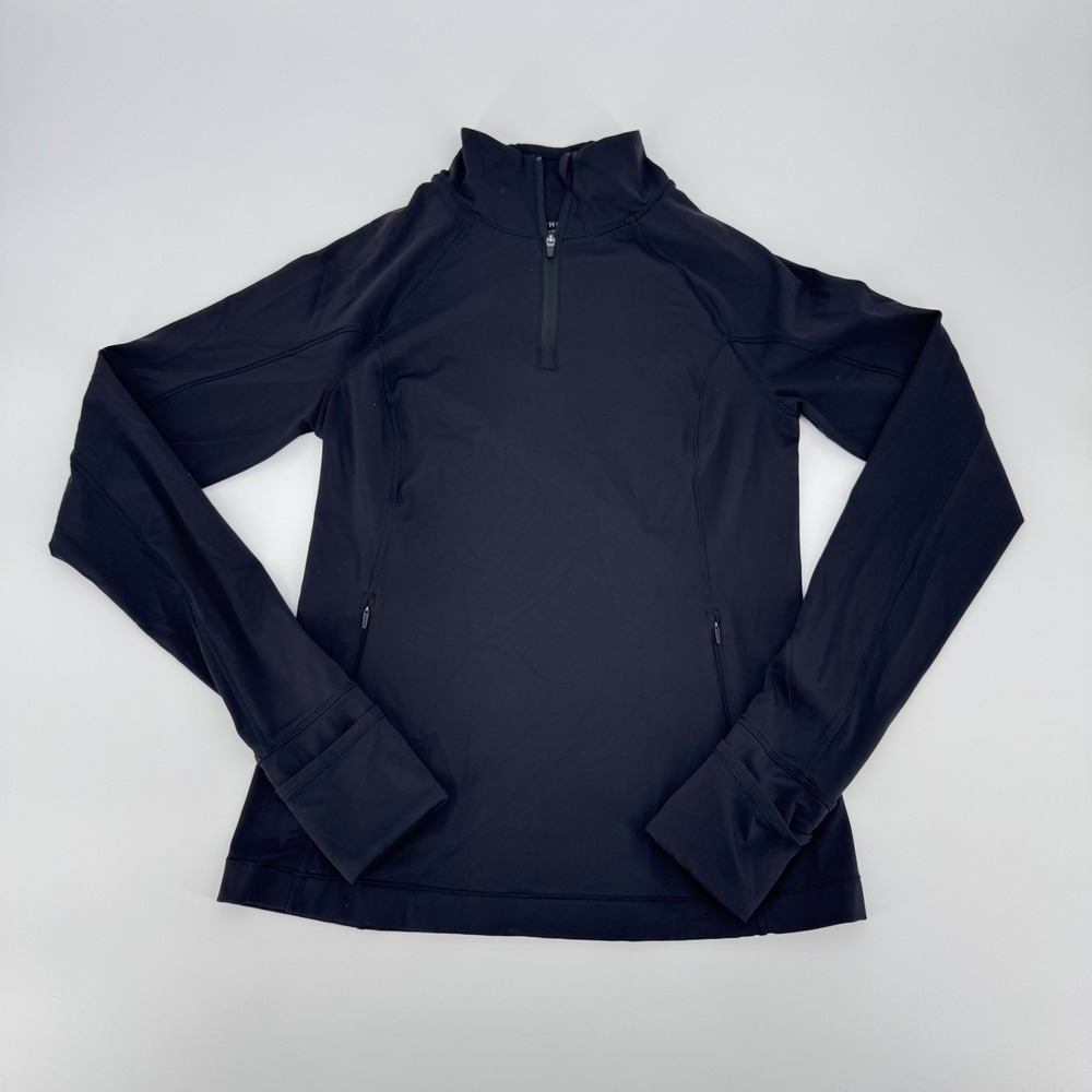 Athleta‎ Women's Black 1/4 Zip Long Sleeve Pullover Top XS Thumbholes